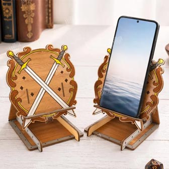 Crossed Swords and Shield Phone Stand